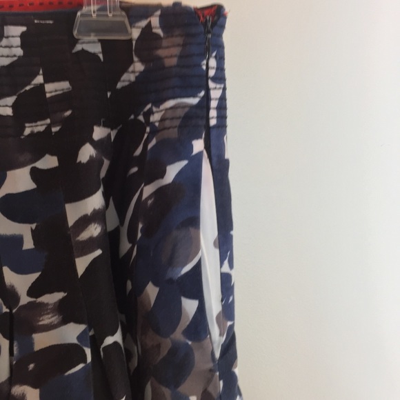 Maeve Anthropologie Blue Pattern Midi A-Line Skirt - Picture 4 of 6